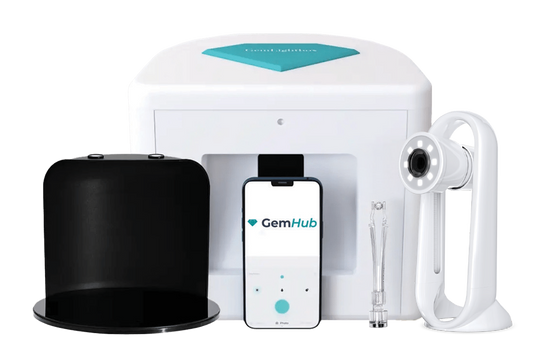 GemLightbox Elite Kit Pro which includes a lighting box, a mobile phone holder, GemCam Pro and various accessories.